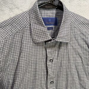 David Donahue‎ Trim Dress Shirt Men 15.5 34/35 Gray Gingham Check Cotton